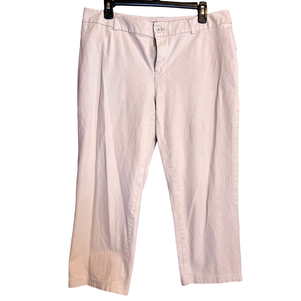 Chico's‎ So Slimming Cropped Pants Women's 2 Beige Good Stretch Straight Leg 848